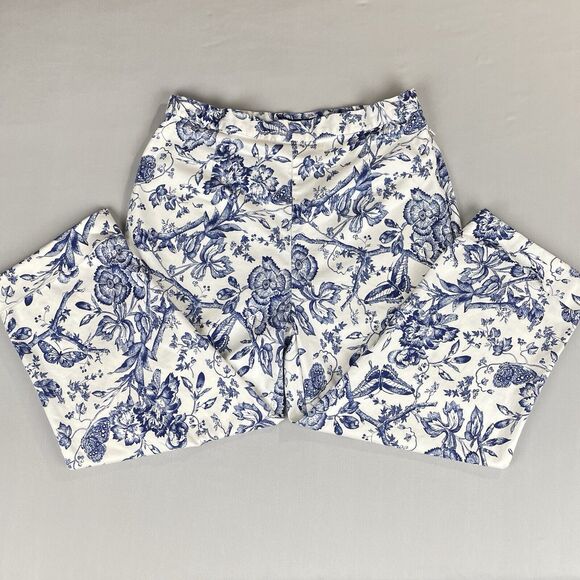 Bill Blass White Floral Print Capri Jeans Women's 8 Perfect Fit High Rise Mom - Picture 5 of 16